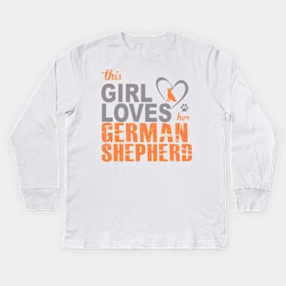 This girl lover her German Shepherd Dog! Especially for GSD owners! Kids Long Sleeve T-Shirt